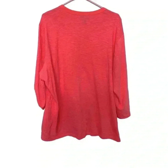 Erika 100% cotton, salmon pink, button down,3/4 sleeve embellished tunic - Picture 3 of 12